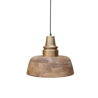 Drewniana lampa wisząca Burton złota 40cm